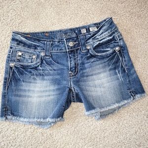 MISS ME Rhinestone Bling Denim Blue Jean Shorts - 27